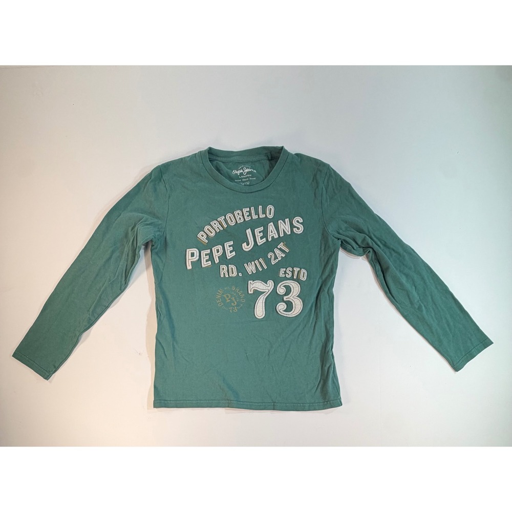 Pepe Jeans London Portobello Road Graphic Long Sleeve Tee Green Size 12/152
